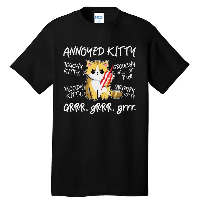 Angry Cat Moody Annoyed Kitty Size Cute CatS Tall T-Shirt