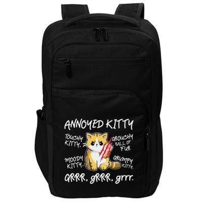 Angry Cat Moody Annoyed Kitty Size Cute CatS Impact Tech Backpack