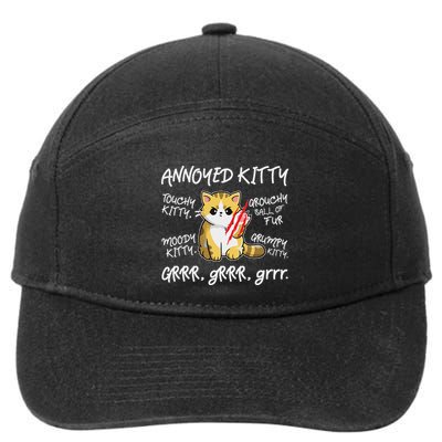 Angry Cat Moody Annoyed Kitty Size Cute CatS 7-Panel Snapback Hat