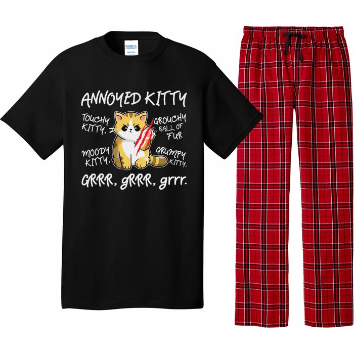 Angry Cat Moody Annoyed Kitty Size Cute CatS Pajama Set