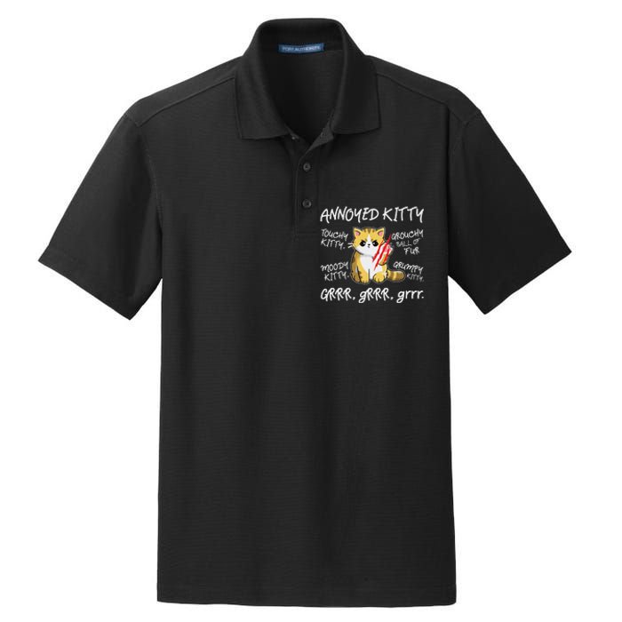 Angry Cat Moody Annoyed Kitty Size Cute CatS Dry Zone Grid Polo