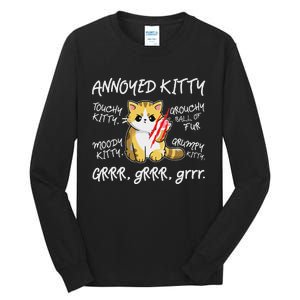 Angry Cat Moody Annoyed Kitty Size Cute CatS Tall Long Sleeve T-Shirt