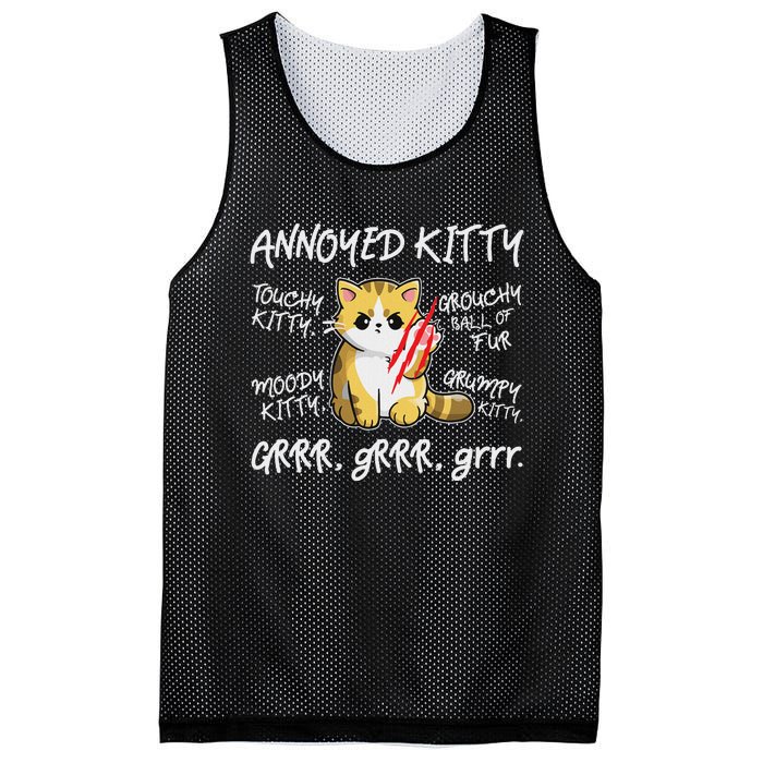 Angry Cat Moody Annoyed Kitty Size Cute CatS Mesh Reversible Basketball Jersey Tank