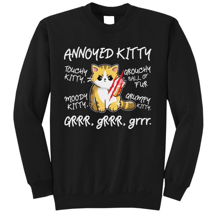 Angry Cat Moody Annoyed Kitty Size Cute CatS Tall Sweatshirt