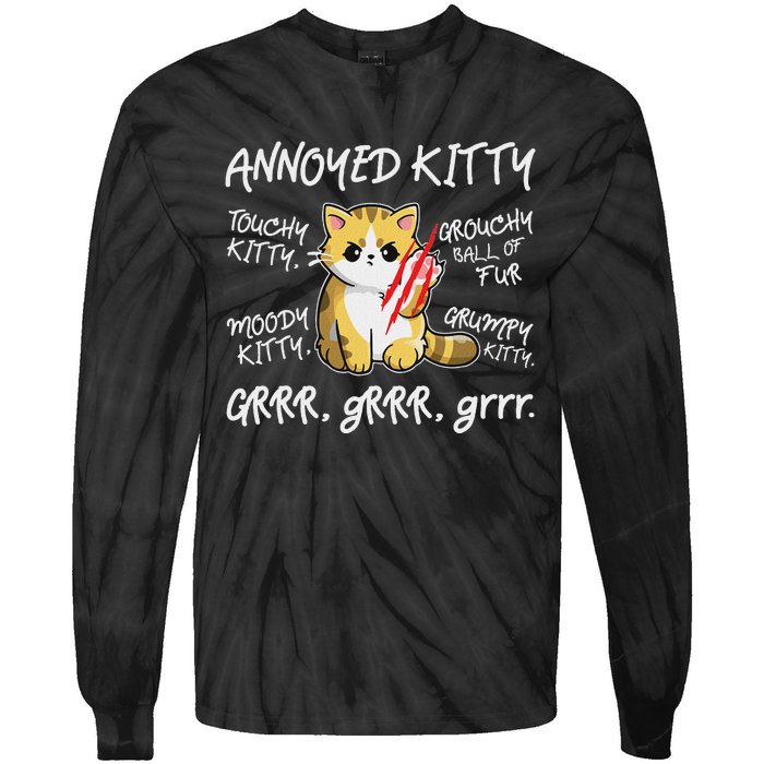 Angry Cat Moody Annoyed Kitty Size Cute CatS Tie-Dye Long Sleeve Shirt