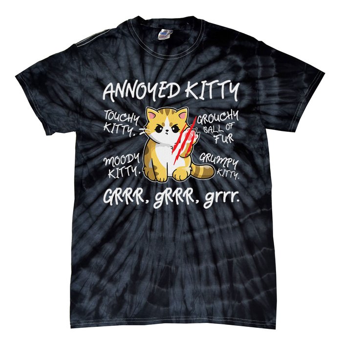 Angry Cat Moody Annoyed Kitty Size Cute CatS Tie-Dye T-Shirt