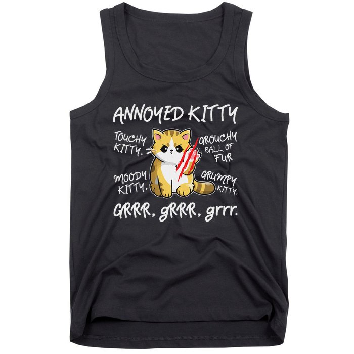 Angry Cat Moody Annoyed Kitty Size Cute CatS Tank Top