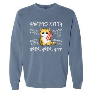 Angry Cat Moody Annoyed Kitty Size Cute CatS Garment-Dyed Sweatshirt