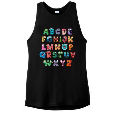 ABC Cute Monster Alphabet Halloween Teacher Costume Kids Ladies PosiCharge Tri-Blend Wicking Tank