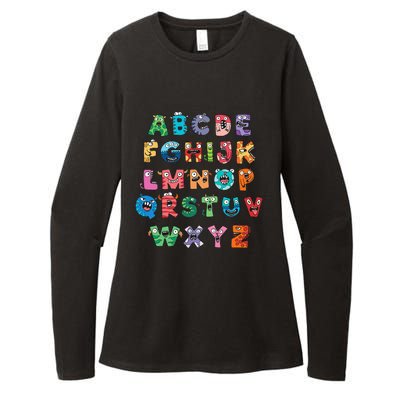 ABC Cute Monster Alphabet Halloween Teacher Costume Kids Womens CVC Long Sleeve Shirt