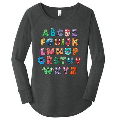 ABC Cute Monster Alphabet Halloween Teacher Costume Kids Women's Perfect Tri Tunic Long Sleeve Shirt