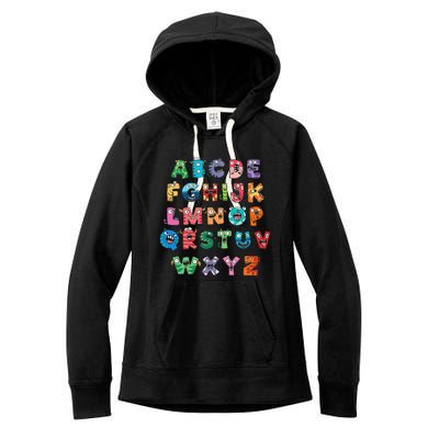 ABC Cute Monster Alphabet Halloween Teacher Costume Kids Women's Fleece Hoodie