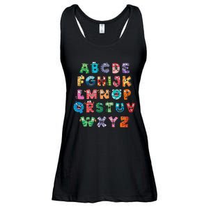 ABC Cute Monster Alphabet Halloween Teacher Costume Kids Ladies Essential Flowy Tank