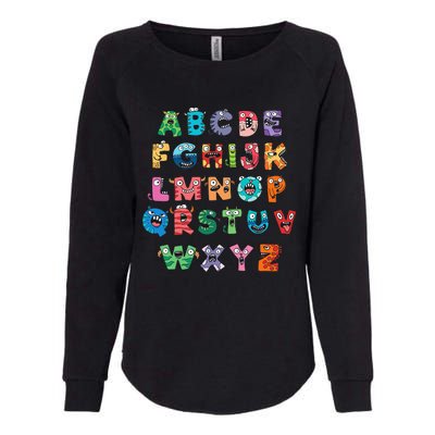 ABC Cute Monster Alphabet Halloween Teacher Costume Kids Womens California Wash Sweatshirt