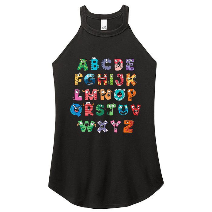 ABC Cute Monster Alphabet Halloween Teacher Costume Kids Women's Perfect Tri Rocker Tank