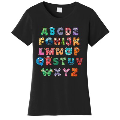 ABC Cute Monster Alphabet Halloween Teacher Costume Kids Women's T-Shirt