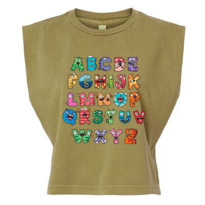 ABC Cute Monster Alphabet Halloween Teacher Costume Kids Garment-Dyed Women's Muscle Tee