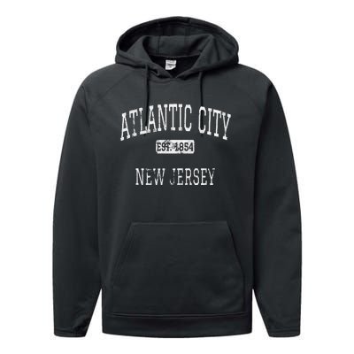 Atlantic City New Jersey Vintage NJ State Retro Sports Performance Fleece Hoodie