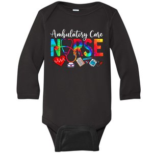 Ambulatory Care Nurse Tie Dye Love Heart Stethoscope Baby Long Sleeve Bodysuit