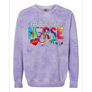 Ambulatory Care Nurse Tie Dye Love Heart Stethoscope Gift Colorblast Crewneck Sweatshirt