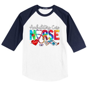 Ambulatory Care Nurse Tie Dye Love Heart Stethoscope Gift Baseball Sleeve Shirt