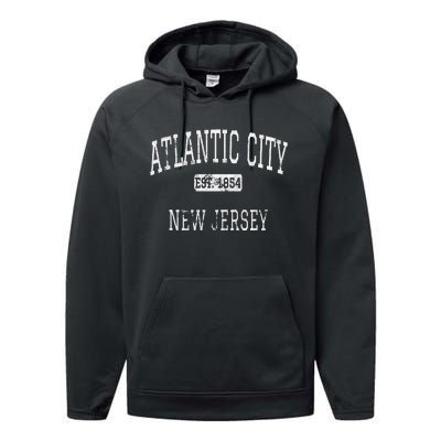 Atlantic City New Jersey NJ Vintage Performance Fleece Hoodie