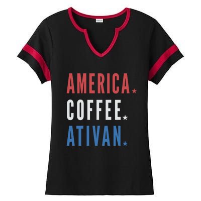 America Coffee Nurse Nursing Health Care Ladies Halftime Notch Neck Tee