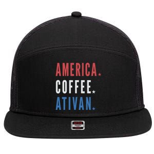 America Coffee Nurse Nursing Health Care 7 Panel Mesh Trucker Snapback Hat