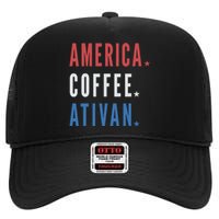 America Coffee Nurse Nursing Health Care High Crown Mesh Back Trucker Hat