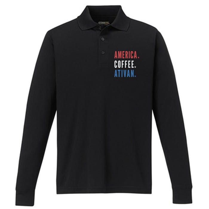 America Coffee Nurse Nursing Health Care Performance Long Sleeve Polo