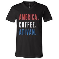 America Coffee Nurse Nursing Health Care V-Neck T-Shirt