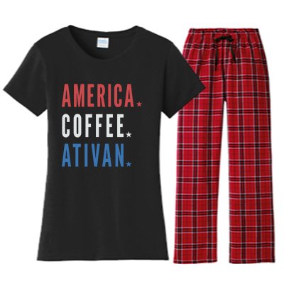 America Coffee Nurse Nursing Health Care Women's Flannel Pajama Set