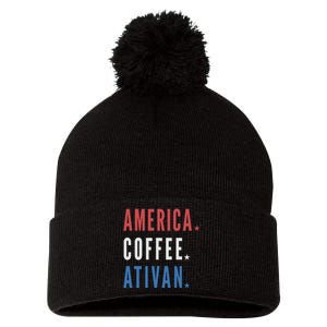 America Coffee Nurse Nursing Health Care Pom Pom 12in Knit Beanie