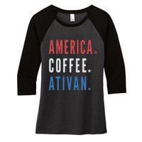 America Coffee Nurse Nursing Health Care Women's Tri-Blend 3/4-Sleeve Raglan Shirt