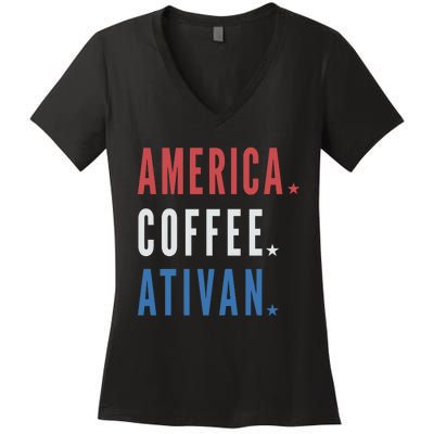 America Coffee Nurse Nursing Health Care Women's V-Neck T-Shirt