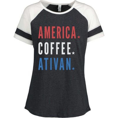 America Coffee Nurse Nursing Health Care Enza Ladies Jersey Colorblock Tee