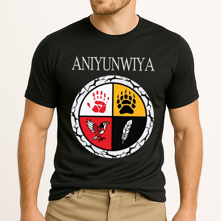 Aniyunwiya Cherokee Nation Native American Medicine Wheel Cooling Performance Crew T-Shirt