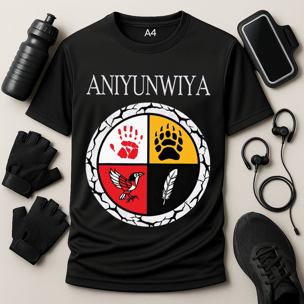 Aniyunwiya Cherokee Nation Native American Medicine Wheel Cooling Performance Crew T-Shirt