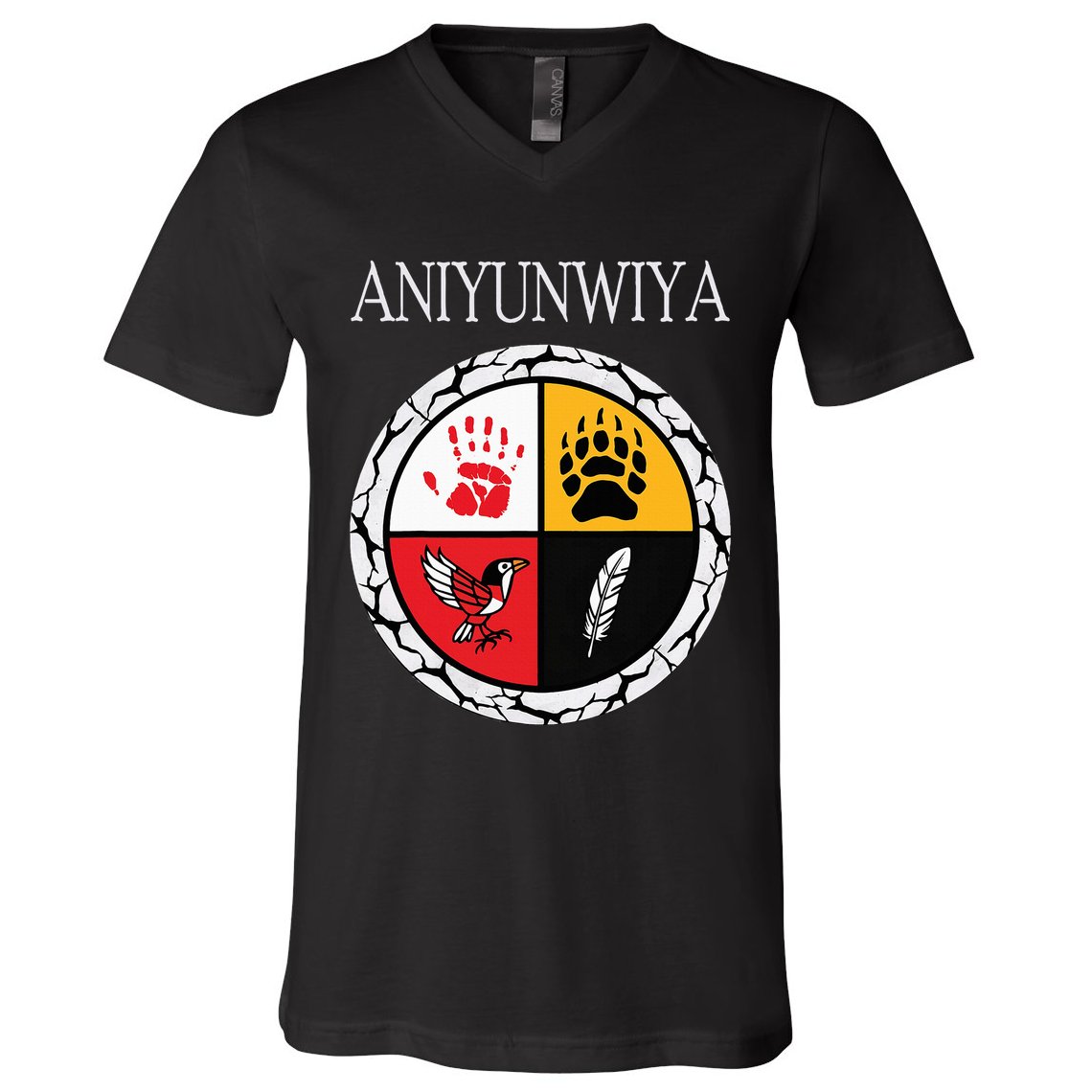 Aniyunwiya Cherokee Nation Native American Medicine Wheel V-Neck T-Shirt