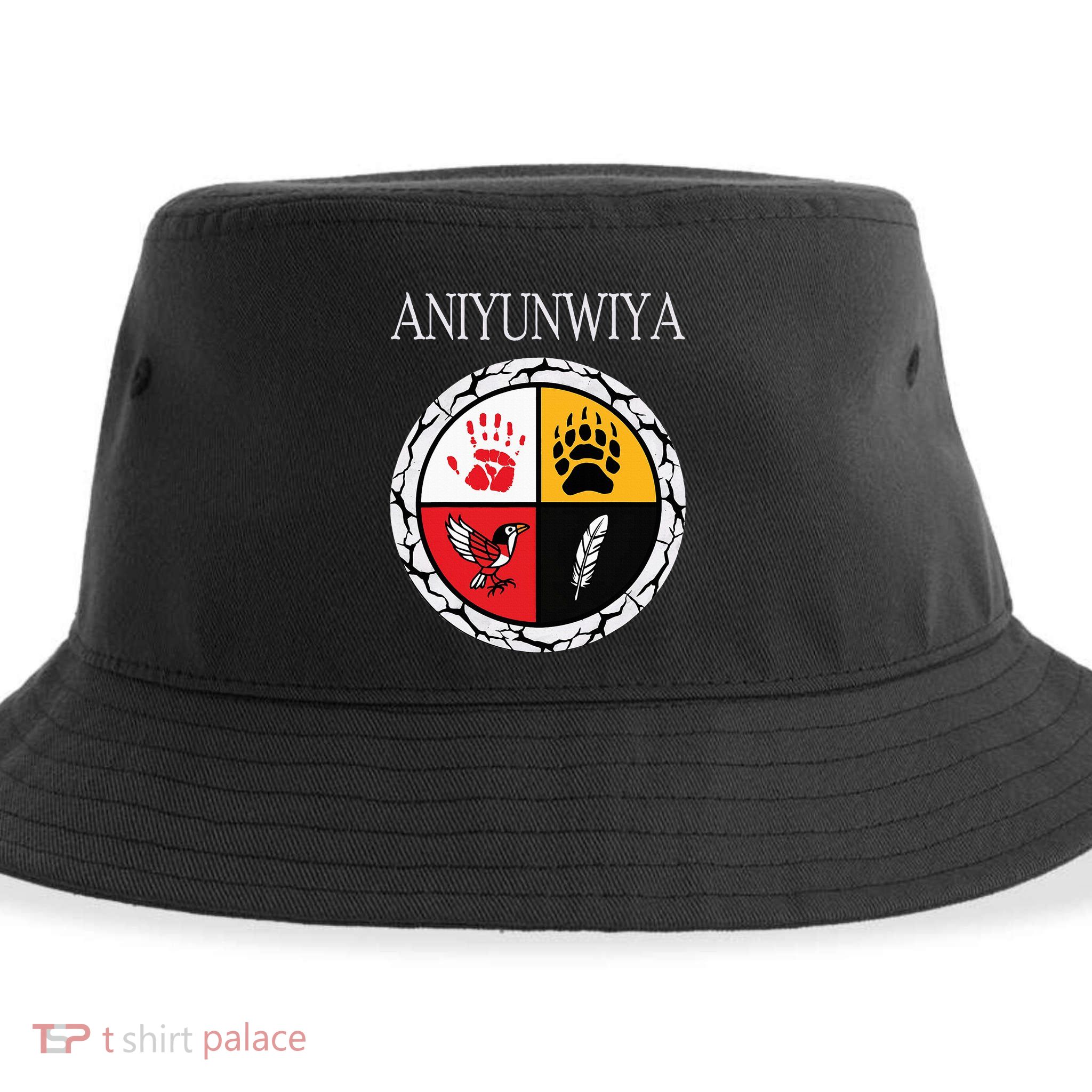 Aniyunwiya Cherokee Nation Native American Medicine Wheel Sustainable Bucket Hat