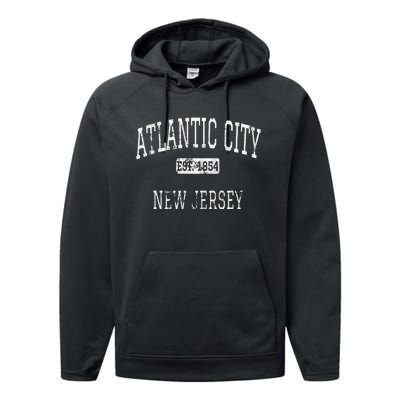 Atlantic City New Jersey Nj Vintage Performance Fleece Hoodie