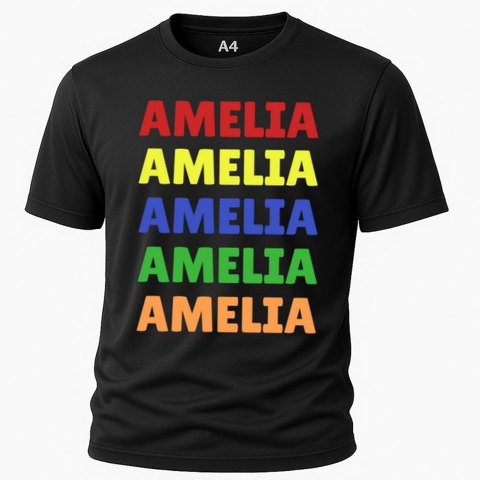 Amelia Colorful Name Stack Pride In Your Name Funny Gift Cooling Performance Crew T-Shirt