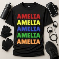 Amelia Colorful Name Stack Pride In Your Name Funny Gift Cooling Performance Crew T-Shirt