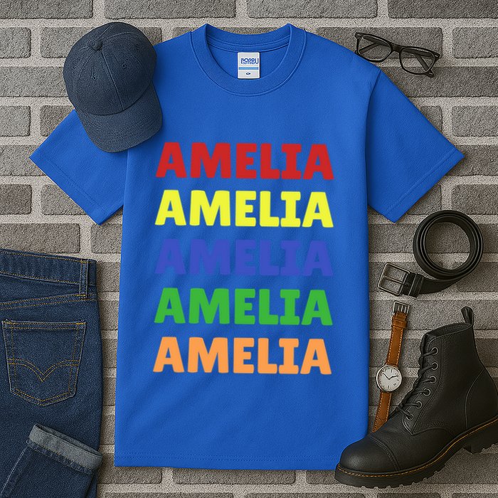 Amelia Colorful Name Stack Pride In Your Name Funny Gift Tall T-Shirt