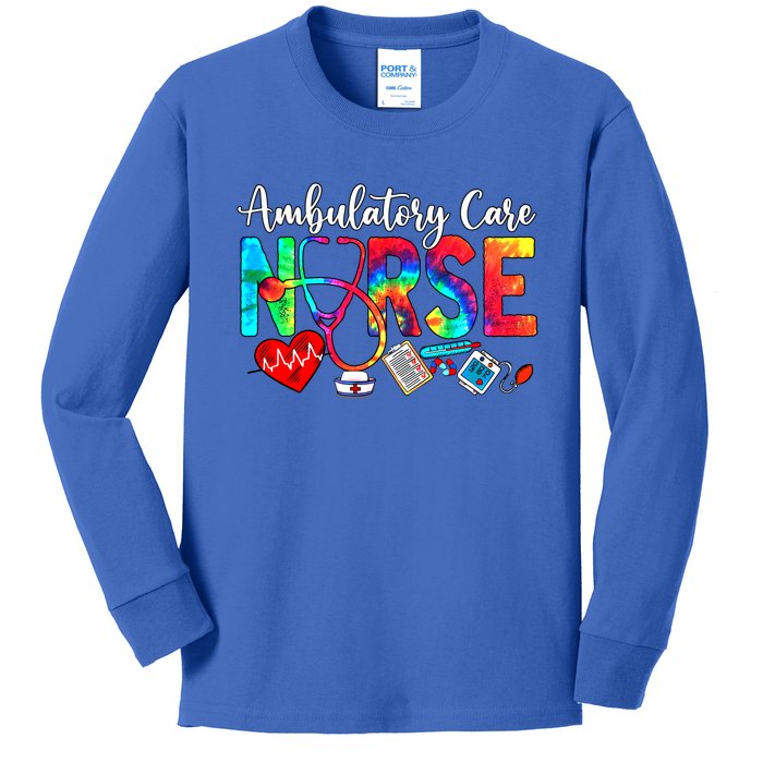 Ambulatory Care Nurse Tie Dye Love Heart Stethoscope Cool Gift Kids Long Sleeve Shirt