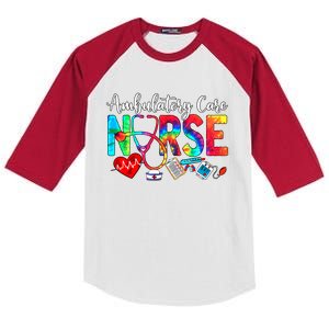 Ambulatory Care Nurse Tie Dye Love Heart Stethoscope Cool Gift Kids Colorblock Raglan Jersey