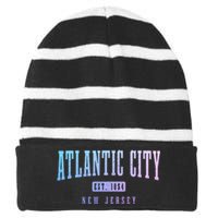 Atlantic City New Jersey Est. 1854 Pride Vintage Striped Beanie with Solid Band