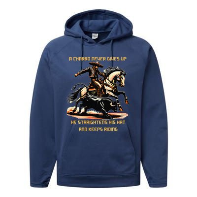 A Charro Never Gives Up Performance Fleece Hoodie