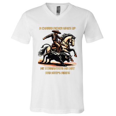 A Charro Never Gives Up V-Neck T-Shirt