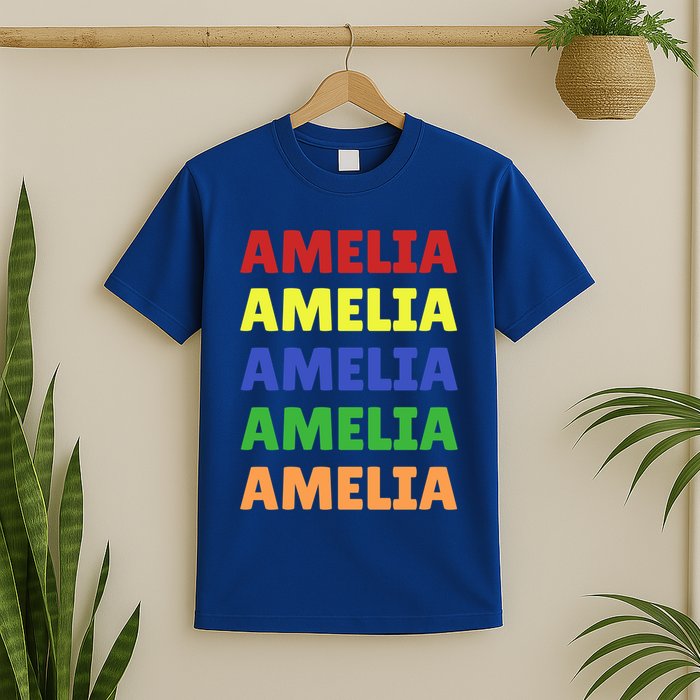 Amelia Colorful Name Stack Pride In Your Name Gift T-Shirt